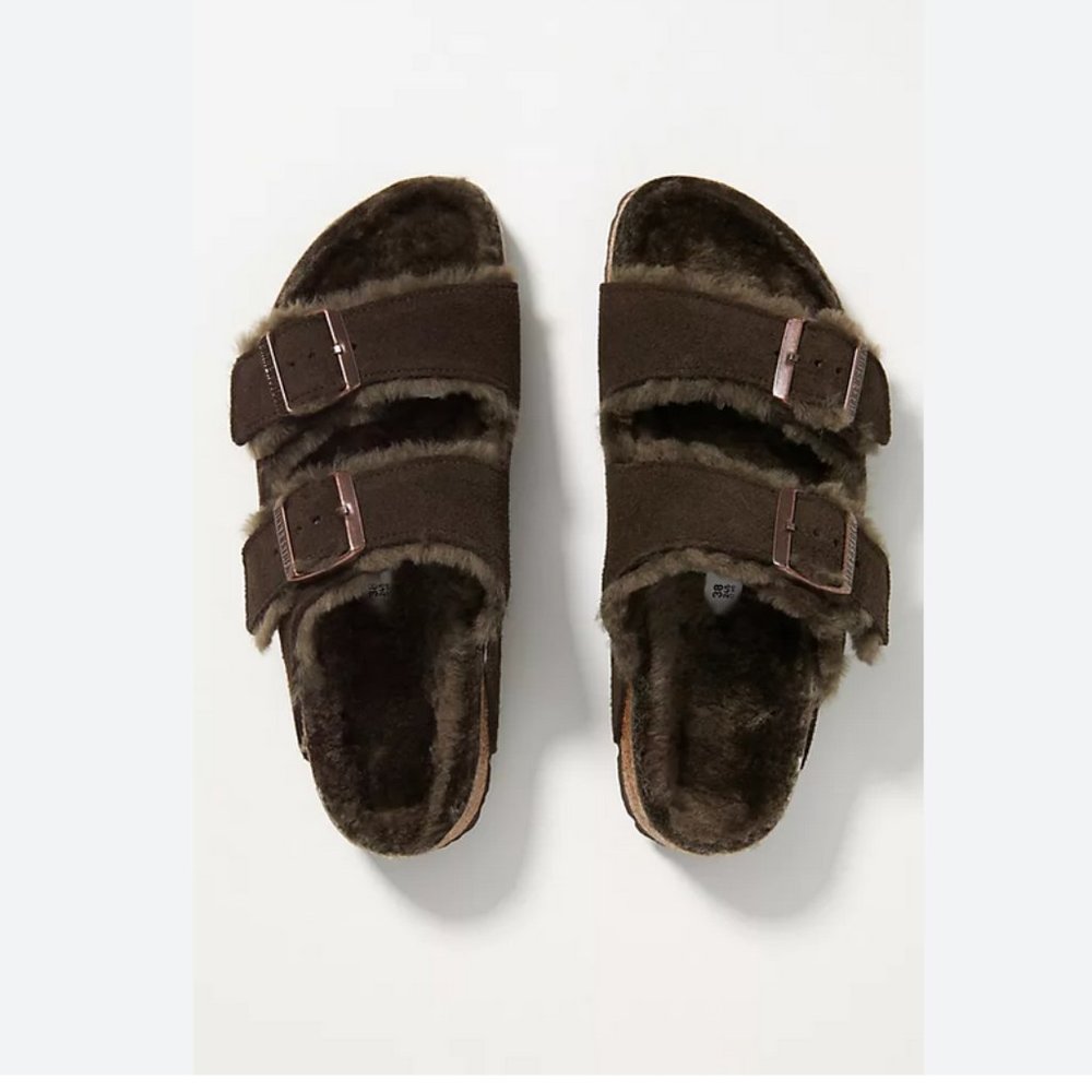 Anthropologie x Birkenstock Shearling Lined Arizona Sandals 5.5 - NIB